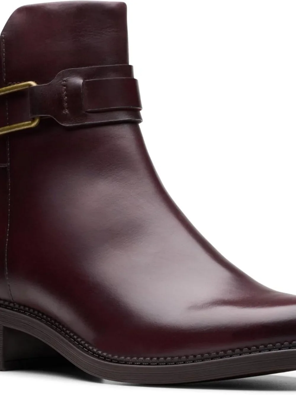 Clarks Burgundy Leather Ankle Boot Size 9.5 W - Picture 2 of 4